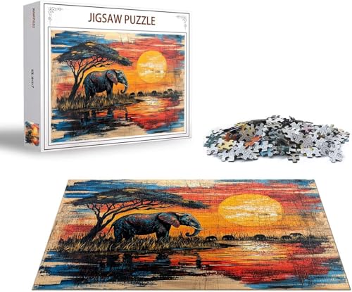 Puzzle 5000 Teile Elefant Puzzle Landschaft Holzpuzzle Erwachsene Klassische Jigsaw, Ein Herausforderndes Rätsel, Puzzlespiele für Die Ganze Familie Jigsaw für Erwachsene und Kinder Ab 14 Jahrenx-1474 von Gmeignl
