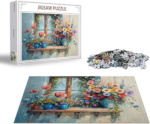 Puzzle 5000 Teile Fensterbank Puzzle Blume Holzpuzzle Erwachsene Klassische Jigsaw, EIN Herausforderndes Rätsel, Puzzlespiele für Die Ganze Familie Jigsaw für Erwachsene und Kinder Ab 14 Jahrenx-1349 von Gmeignl