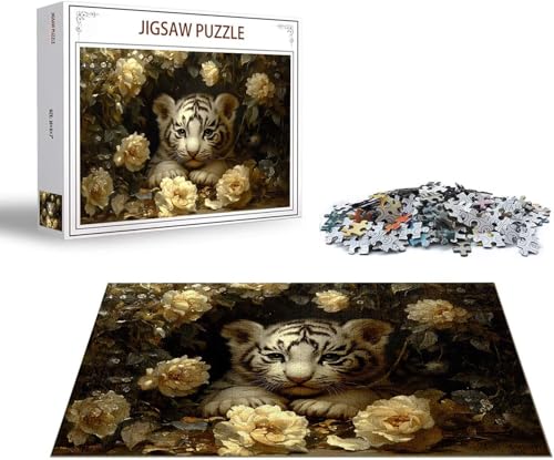 Puzzle 5000 Teile Tiger Puzzle Blume Holzpuzzle Erwachsene, Groß Klassische Jigsaw, EIN Herausforderndes Rätsel, Puzzlespiele für Die Ganze Familie Jigsaw für Erwachsene und Kinder Ab 14 Jahrenx-1395 von Gmeignl