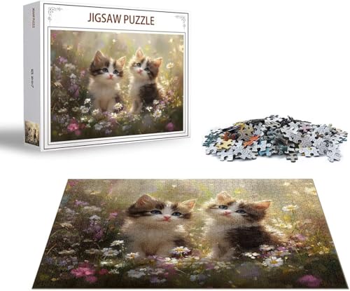 Puzzle Blume Puzzle 1000 Teile Katze Holzpuzzle Erwachsene, Premium Quality Klassische Wooden Lernspiel, DIY Klassische Spaß Jigsaw Erwachsene, Challenging Game Jigsaws für Wohnkultur Geschenk x-1513 von Gmeignl