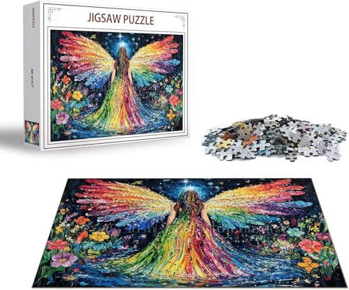Puzzle Engel Puzzle 1000 Teile Blume Holzpuzzle Erwachsene, Premium Quality Klassische Wooden Lernspiel, DIY Klassische Spaß Jigsaw Erwachsene, Challenging Game Jigsaws für Wohnkultur Geschenk x-1510 von Gmeignl