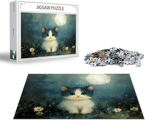 Puzzle Katze Puzzle 6000 Teile Mond Holzpuzzle Erwachsene, Premium Quality Klassische Wooden Lernspiel, DIY Klassische Spaß Jigsaw Erwachsene, Challenging Game Jigsaws für Wohnkultur Geschenk x-1569 von Gmeignl