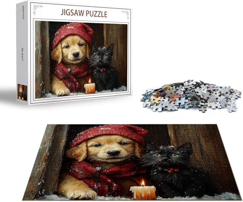 Puzzle Tier Puzzle 1000 Teile Hund Holzpuzzle Erwachsene, Premium Quality Klassische Wooden Lernspiel, DIY Klassische Spaß Jigsaw Erwachsene, Challenging Game Jigsaws für Wohnkultur Geschenk x-323 von Gmeignl