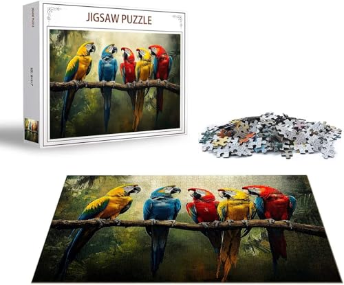 Puzzle Tier Puzzle 1000 Teile Papagei Holzpuzzle Erwachsene, Premium Quality Klassische Wooden Lernspiel DIY Klassische Spaß Jigsaw Erwachsene, Challenging Game Jigsaws für Wohnkultur Geschenk x-1425 von Gmeignl