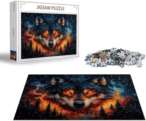 Puzzle Wolf Puzzle 4000 Teile Magie Holzpuzzle Erwachsene, Premium Quality Klassische Wooden Lernspiel, DIY Klassische Spaß Jigsaw Erwachsene, Challenging Game Jigsaws für Wohnkultur Geschenk x-1417 von Gmeignl
