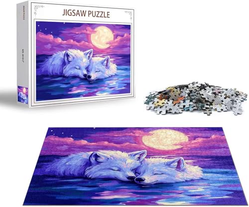Puzzle Wolf Puzzle 4000 Teile Paar Holzpuzzle Erwachsene, Premium Quality Klassische Wooden Lernspiel, DIY Klassische Spaß Jigsaw Erwachsene, Challenging Game Jigsaws für Wohnkultur Geschenk x-1376 von Gmeignl