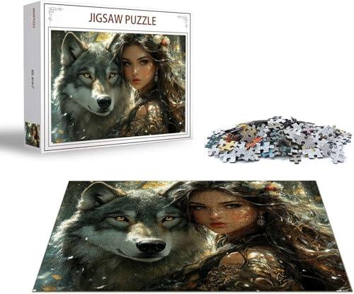 Puzzle Wolf Puzzle 6000 Teile Frau Holzpuzzle Erwachsene, Premium Quality Klassische Wooden Lernspiel, DIY Klassische Spaß Jigsaw Erwachsene, Challenging Game Jigsaws für Wohnkultur Geschenk x-1581 von Gmeignl