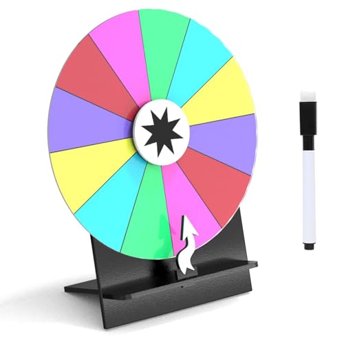 Gmokluytw Drehrad Spiel Mit Ständer,30 cm Drehscheibe | Tafel Mit 12 Fächern & Whiteboard Marker Als Roulette Tischspiel Für Veranstaltungen Familie Schule von Gmokluytw