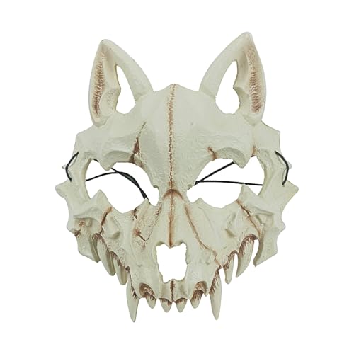 Halloween -Schädel -Kopfbedeckung - Realistische Tiermaske - Pu Foam Wolf Skull Maske Für Maskerade & Rollenspiel | Verstellbare Horrorkostüm -Requisite, Knochenbiestmaske, Kopfbedeckung Im Japanische von Gmokluytw