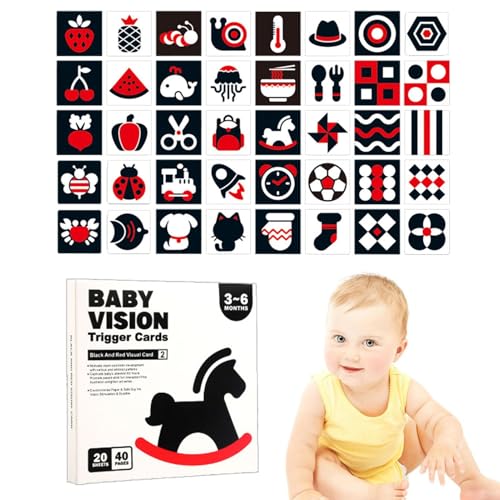 High Contrast Babypheft-Karten-Neugeborenes Visuelles Stimulationsspielzeug-20 Schwarz-weiße Kognitive Karten Für Die Gehirnentwicklung, Anti-Blend-dauerhaftes Papier, Frühes Lernwerkzeug Für Säugling von Gmokluytw