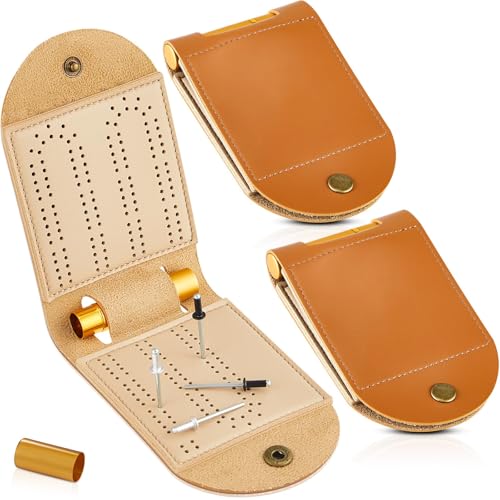 GmwyCzV Leder-Cribbage-Brettspiel-Set, Cribbage-Brett mit Nadel, Anzeigetafel, Zusammenklappbares Cribbage-Brett, Tragbares Brettspiel, 2-Spurige Leder-Spieltasche, für Indoor-Outdoor-Unterhaltung GmwyCzV Leder-Cribbage-Brettspiel-Set, Cribbage-Brett mit Nadel, Anzeigetafel, Zusammenklappbares Cribbage-Brett, Tragbares Brettspiel, 2-Spurige Leder-Spieltasche, für Indoor-Outdoor-Unterhaltung von GmwyCzV