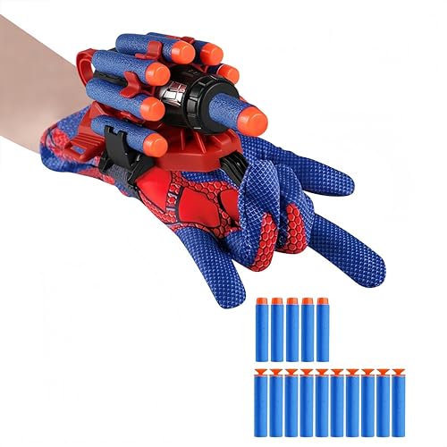 Kinder Spinnen-Handgelenk-Werfer Spielzeug mit 15 Geschossen, 5 Standard + 10 Saugnapf-Pfeile Kinder Spinnen-Handgelenk-Werfer Spielzeug mit 15 Geschossen, 5 Standard + 10 Saugnapf-Pfeile von Gnepief