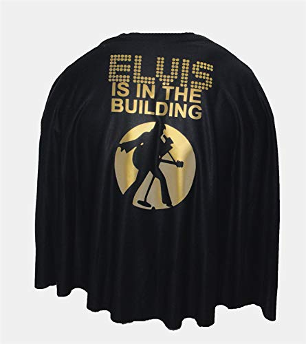 Go T-shirts Schwarzer Kostüm-Umhang für Erwachsene, 61 cm, "The King Is In The Building", Rock N Roll, bedruckt Go T-shirts Schwarzer Kostüm-Umhang für Erwachsene, 61 cm, "The King Is In The Building", Rock N Roll, bedruckt von Go T-shirts