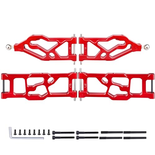 GoHobby Aluminium-Querlenker-Set vorne unten und hinten unten für Arrma Kraton 8S Upgrades, passend für Outcast 8S BLX, ersetzt ARA330589 ARA330590 (rot) von GoHobby
