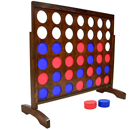 GoSports Riesiges tragbares 10.2 cm Einer Reihe Spiel, dunkle Holzbeize, mit Regeln und Tragetasche von GoSports