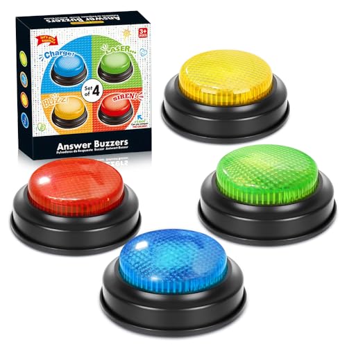 Buzzer mit Sound und Licht, Antwort Buzzer, Game Show Buzzers mit Lustigen Soundeffekten, Quizzen und Buzzern für Trivia Spiele Jahren Familie Klassenzimmer, Mehrfarbig von Gobesty