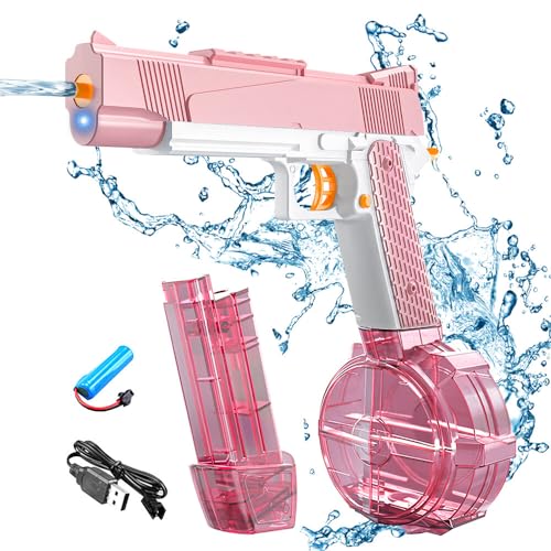 Gobesty Automatische Elektrische Wasserpistole für Erwachsene und Kinder, 280CC+50CC Wasserspritzpistole, Wasserspritzpistole Water Gun mit großer reichweite Wassersprüher Pool Strand Spielzeug von Gobesty