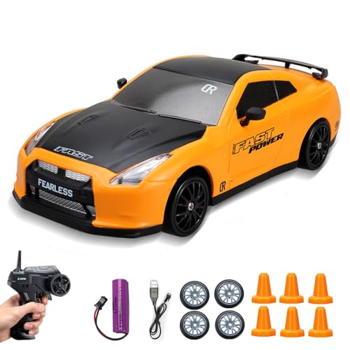 Gobesty Ferngesteuertes Auto ab 6 Jahre, 1:24 RC Drift Car, 15KM/H 4WD Ferngesteuertes Rennauto mit Arbeitsscheinwerfern, 2,4GHz Spielzeugauto RC Car, Geschenke für ab 6+ Jahre Kinder und Erwachsene von Gobesty