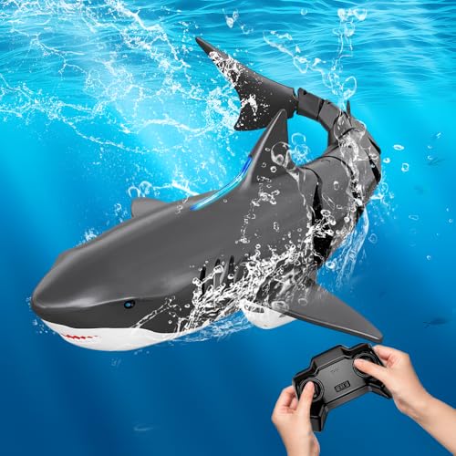 Gobesty Ferngesteuertes Hai Spielzeug, 2.4GHz Ferngesteuerter Hai für Wasser, RC Boot Simulation Hai Wasserspielzeug, Wasser Shark Spielzeug, Elektrische PoolSpielzeug für 6+ Jahre Junge Mädchen Gobesty Ferngesteuertes Hai Spielzeug, 2.4GHz Ferngesteuerter Hai für Wasser, RC Boot Simulation Hai Wasserspielzeug, Wasser Shark Spielzeug, Elektrische PoolSpielzeug für 6+ Jahre Junge Mädchen von Gobesty