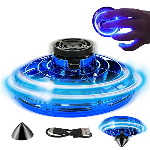 Gobesty Fliegender Ball, Flying Ball, Handgesteuerter UFO Mini Drohne, Flying Spinner mit LED-Leuchten und 360°Rotierenden, Fliegendes Spielzeug, für Erwachsene und Kinder, Blau von Gobesty