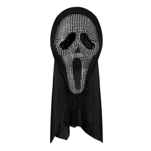 Gobesty Ghostface Maske, 2024 Neue Halloween Scream Maske mit Diamanten, Geist Maske, Halloween Scary Movie Maske, Gruselige Schrei Maske, Ghost Face Maske für Halloween Karneval Cosplay Horrorpartys Gobesty Ghostface Maske, 2024 Neue Halloween Scream Maske mit Diamanten, Geist Maske, Halloween Scary Movie Maske, Gruselige Schrei Maske, Ghost Face Maske für Halloween Karneval Cosplay Horrorpartys von Gobesty