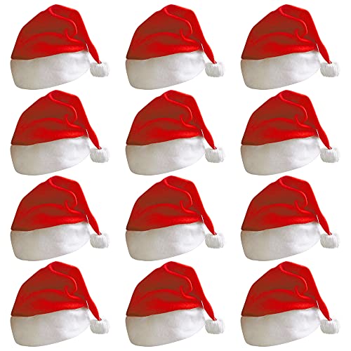 Gobesty Weihnachtsmütze, 12 Stück Nikolausmütze, Nikolaus Mütze, Weihnachtliche Mütze mit Bommeln, Weihnachtsmann Mütze, Weihnachtsfeier Santa Hat, Weihnachtsmann Kostüm für Erwachsene Kinder Gobesty Weihnachtsmütze, 12 Stück Nikolausmütze, Nikolaus Mütze, Weihnachtliche Mütze mit Bommeln, Weihnachtsmann Mütze, Weihnachtsfeier Santa Hat, Weihnachtsmann Kostüm für Erwachsene Kinder von Gobesty