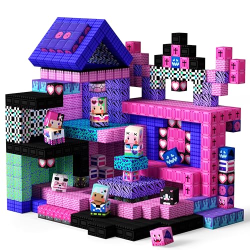 GobiDex 100 Stück magnetische Blöcke für Mädchen, bauen Sie MagWonder mit Magnet-Bauspielzeug-Set, Prinzessinnen-sensorisches Geschenk für Jungen und Mädchen, Geburtstag (2,5 cm) von GobiDex