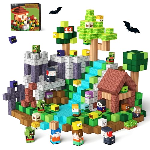 GobiDex Magnetische Bausteine 100 Stück - Zomblock Magnetblöcke für Kinder, Montessori Spielzeug & Knobelspiele, Kreatives Geschenk für Jungen und Mädchen ab 3-4, 5-6, 7-8, 9-10 Jahre, 2025 Neu von GobiDex