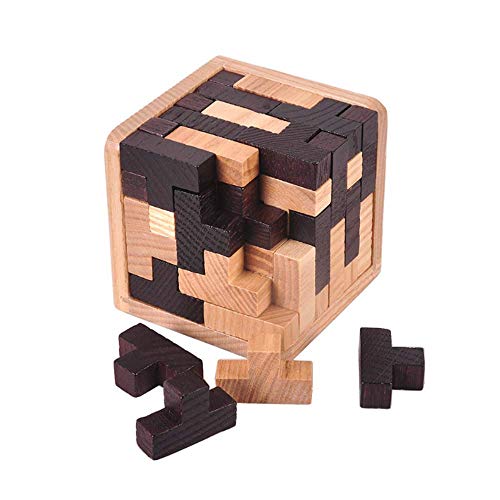 Gobus 54 Stücke T Form Bausteine Kombinationen 3D Holz Pädagogisches Spielzeug Denkaufgabe Puzzle Schwarz und Weiß für Kinder Erwachsene von Gobus