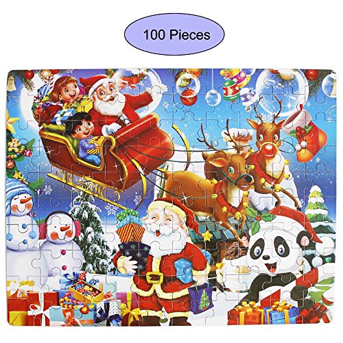 Oostifun Gobus Holzpuzzle Weihnachtsmann Weihnachten Rentier Frohe Weihnachten Puzzle Bildung Puzzle Spielzeug für Kinder Jugendliche Erwachsene (100 pcs) von Oostifun