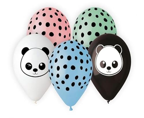 5 bunte Luftballons Panda Bär von Godan