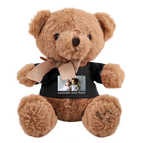 Personalisierter Teddybär für Mädchen, Jungen, benutzerdefiniertes Kuscheltier mit Text/Bild, süße Schleife, Plüsch-Teddybär mit Hemd, Weihnachts-/Geburtstagsgeschenk für Freundin, Freund, Kinder von Godchoices