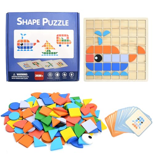 1 Set Iq Puzzle, Kinderspiele Ab 3 Jahre, Puzzle Ab 3 Mit 138 HolzklöTzen, 42 Musterzeichnungen Und 1 Holzrasterplatte 1 Set Iq Puzzle, Kinderspiele Ab 3 Jahre, Puzzle Ab 3 Mit 138 HolzklöTzen, 42 Musterzeichnungen Und 1 Holzrasterplatte von Godneei