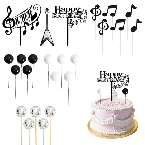 24 Stück Disco Tortendeko, Gitarre Dekoration, Tortendeko Geburtstag, Musik Thematische Geburtstagstorte Dekoration, Cupcake Deko für Jungen und Mädchen für Geburtstage, Partys, Feste 24 Stück Disco Tortendeko, Gitarre Dekoration, Tortendeko Geburtstag, Musik Thematische Geburtstagstorte Dekoration, Cupcake Deko für Jungen und Mädchen für Geburtstage, Partys, Feste von Godneei