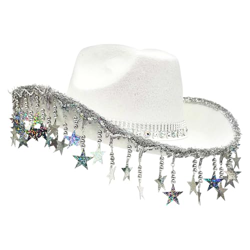 Godpqiui Cowboyhüte für Frauen westlich, funkelnde Cowgirl -Hüte | Western Cowboyhut - Glitzernde Kopfbedeckung mit fünffachen Star Quasten für Frauen Maskerade-Event Godpqiui Cowboyhüte für Frauen westlich, funkelnde Cowgirl -Hüte | Western Cowboyhut - Glitzernde Kopfbedeckung mit fünffachen Star Quasten für Frauen Maskerade-Event von Godpqiui