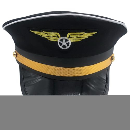 Godpqiui Flugpilotenmütze, Flugzeugmütze,Flugzeug Halloween Kostüm Mütze - Airline-Themenparty, Pilotenhut, Flugzeugkostüm, Hut, Matrosenhut, Mütze für Halloween, Kostümzubehör von Godpqiui
