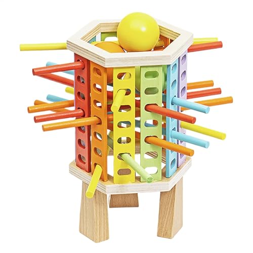 Godpqiui Holzkugel- und Stäbchenspiel, Holzstäbchen-Würfelspiel - Stockturm-Spielzeug,Feinmotorikspiel für Kinder ab 3 Jahren, Lernspielzeug, Zählspielzeug Godpqiui Holzkugel- und Stäbchenspiel, Holzstäbchen-Würfelspiel - Stockturm-Spielzeug,Feinmotorikspiel für Kinder ab 3 Jahren, Lernspielzeug, Zählspielzeug von Godpqiui