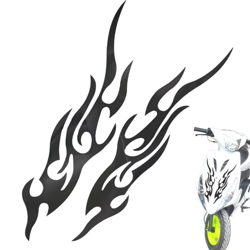 Godpqiui Motorrad Aufkleber,Flamen Motive | 2 Stücke Wetterfestes Abzeichen Coole Designs Für Stoßstange, LKW & Fenster von Godpqiui