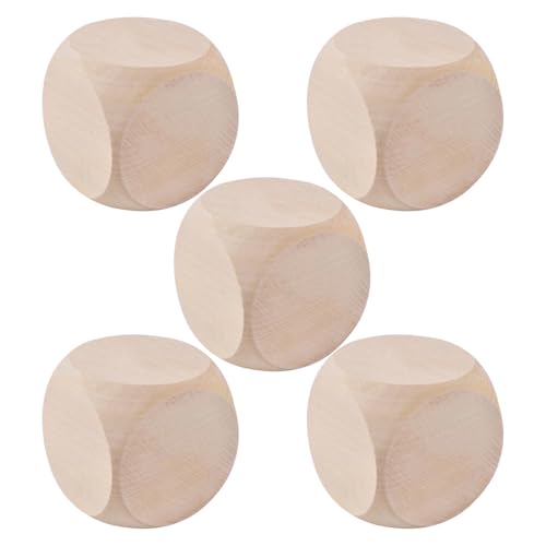 Leere Würfel, 5 Stück Blanko Würfel Aus, 6 Teitige Würfelwürfel Mit Runden Ecken, Holzwürfel Würfel Würfel, Blank Unlackiertes Sechsseitig, Leere Spielwürfel Unbemalte, Blanko Holzwürfel Leere Würfel, 5 Stück Blanko Würfel Aus, 6 Teitige Würfelwürfel Mit Runden Ecken, Holzwürfel Würfel Würfel, Blank Unlackiertes Sechsseitig, Leere Spielwürfel Unbemalte, Blanko Holzwürfel von Godpqiui