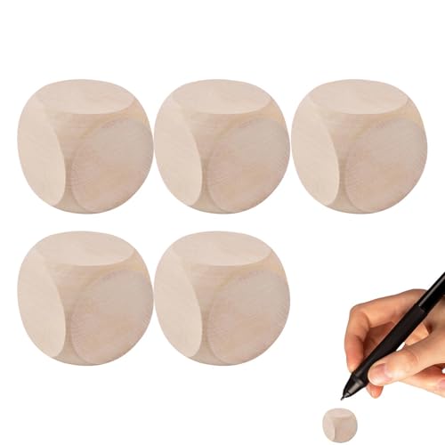 Leere Würfel, 5 Stück Blanko Würfel Aus, 6 Teitige Würfelwürfel Mit Runden Ecken, Holzwürfel Würfel Würfel, Blank Unlackiertes Sechsseitig, Leere Spielwürfel Unbemalte, Blanko Holzwürfel Leere Würfel, 5 Stück Blanko Würfel Aus, 6 Teitige Würfelwürfel Mit Runden Ecken, Holzwürfel Würfel Würfel, Blank Unlackiertes Sechsseitig, Leere Spielwürfel Unbemalte, Blanko Holzwürfel von Godpqiui