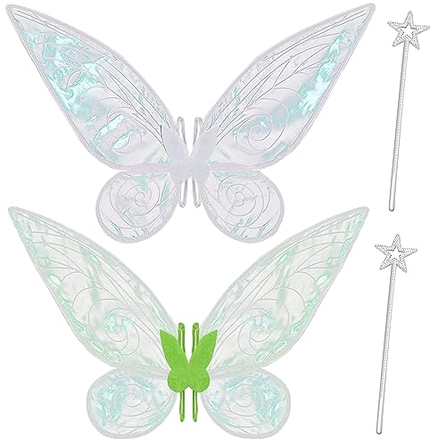 Goenb 2 Paar Feenflügel Erwachsene Feenflügel Kinder, Feen Flügel Damen Erwachsen Fasching Kostüm Fairy Wings für Karneval Geburtstag Halloween Weihnachten Rollenspiele Comic Con Themed Party von Goenb