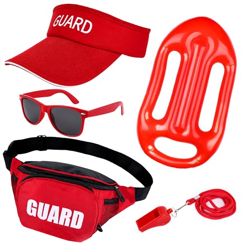 Goenb 5 Stück Life Guard Kostüm Zubehör, Rettungsschwimmer Kostüm Set Bademeister Kostüm Herren Damen Rettungsschwimmer Kostüm Set Für Fasching Karneval (Rot) Goenb 5 Stück Life Guard Kostüm Zubehör, Rettungsschwimmer Kostüm Set Bademeister Kostüm Herren Damen Rettungsschwimmer Kostüm Set Für Fasching Karneval (Rot) von Goenb