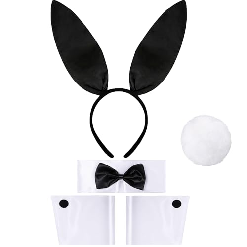 Goenb Bunny Kostüm, Bunny Zubehör Bunny Outfit Bunny Kostüm Erwachsene Playboy Bunny Kostüm Erwachsene Bunny Ohren Osterhasen Kostüm Se für Weihnachten Ostern Cosplay Kostüm Party von Goenb