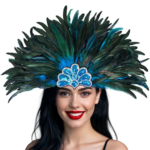 Goenb Feder Stirnband, Mardi Gras Feder Kopfbedeckung für Damen Showgirl Kostüm Kopfschmuck Zubehör für Karneval Party Goenb Feder Stirnband, Mardi Gras Feder Kopfbedeckung für Damen Showgirl Kostüm Kopfschmuck Zubehör für Karneval Party von Goenb