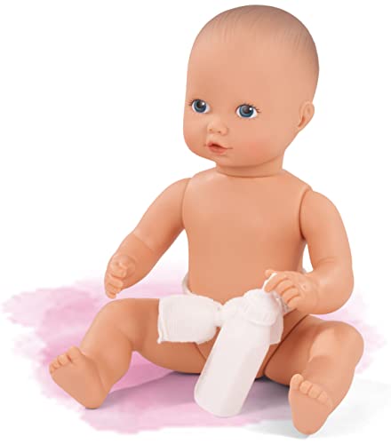 Götz 0753010 Newborn Aquini Mädchen Puppe - 33 cm große Badepuppe mit gemalten blauen Augen und ohne Haare - Badebaby ab 18 Monaten von Götz