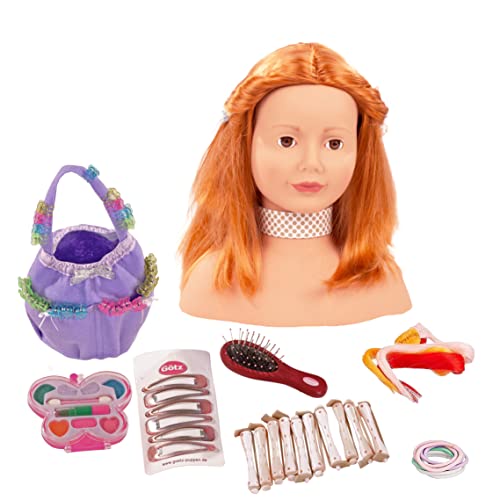 Götz 1192054 Haarwerk mit roten Haaren und braunen Augen - 28 cm hoher Frisierkopf- und Schminkkopf in 57-teiligen Set - geeignet für Mädchen ab 3 Jahren von Götz