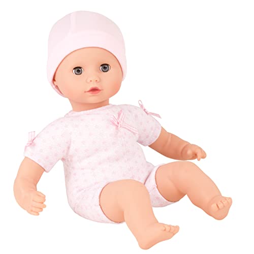 Götz 1320590 Muffin to Dress Mädchen Puppe - 33 cm große Babypuppe mit blauen Schlafaugen, ohne Haare mit Mütze - Weichkörper-Puppe ab 18 Monaten von Götz
