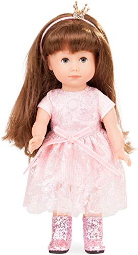 Götz 1713029 Just Like me - Prinzessin Chloe Puppe - 27 cm große Stehpuppe mit extra Langen braunen Haaren, blauen Schlafaugen in einem 5-teiligen Set von Götz