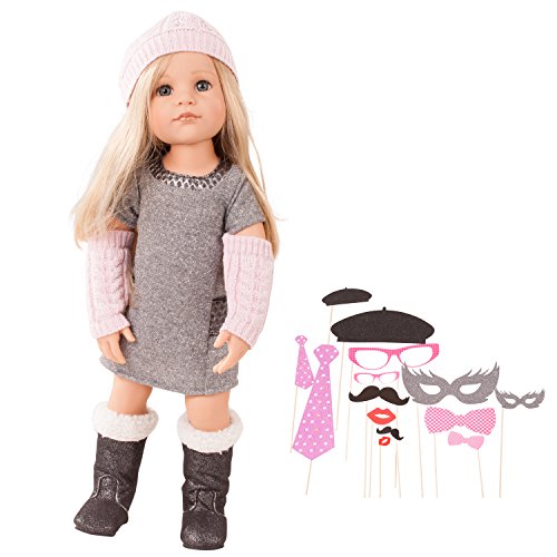 Götz 1759085 Hannah Loves Party Glamour Puppe - liebt Party - 50 cm große Stehpuppe, blonde lange Haare und blauen Augen - 22-teiliges Set von Götz