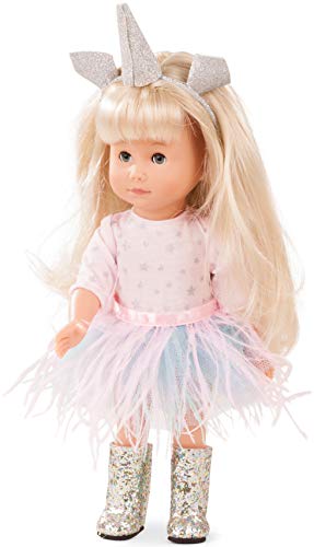 Götz 1813032 Just Like me - Mia als Einhorn Puppe - 27 cm große Stehpuppe mit extra Langen blonden Haaren, blauen Schlafaugen in einem 7-teiligen Set von Götz